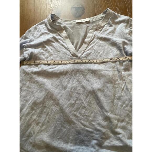 Sandro Paris Light Gray Long Sleeve V-Neck Top Size 1 - Picture 9 of 9
